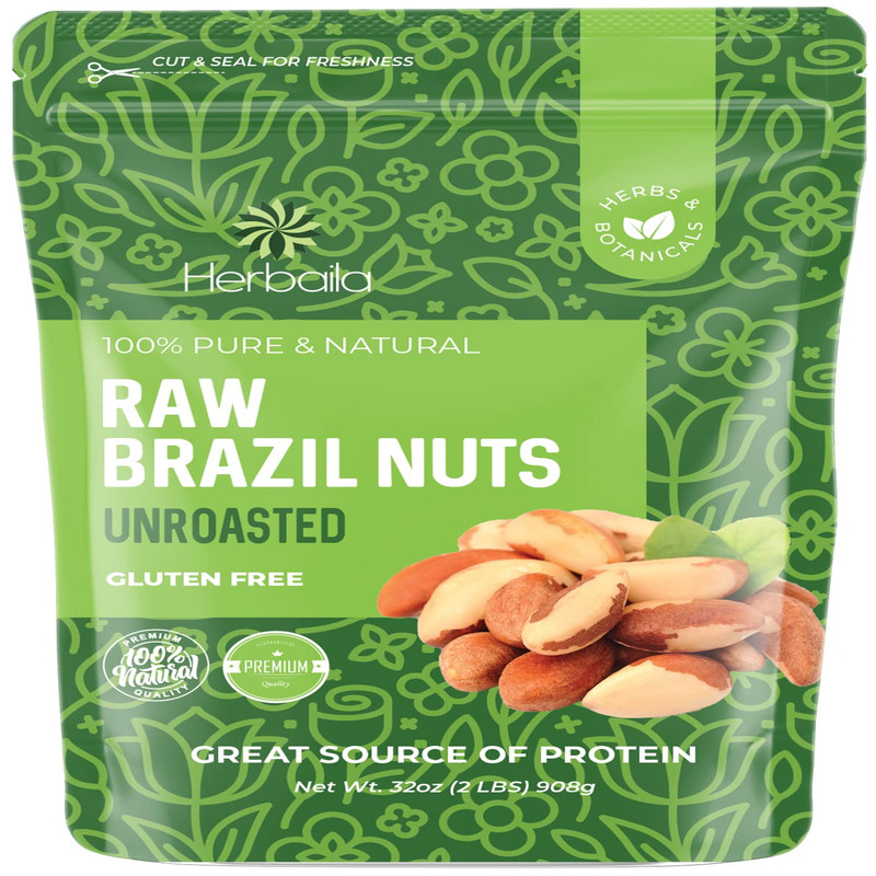 Herbaila Brazil Nuts Raw 2Lb. Brazilian Nuts Raw Brazil Nuts Unsalted Shelled