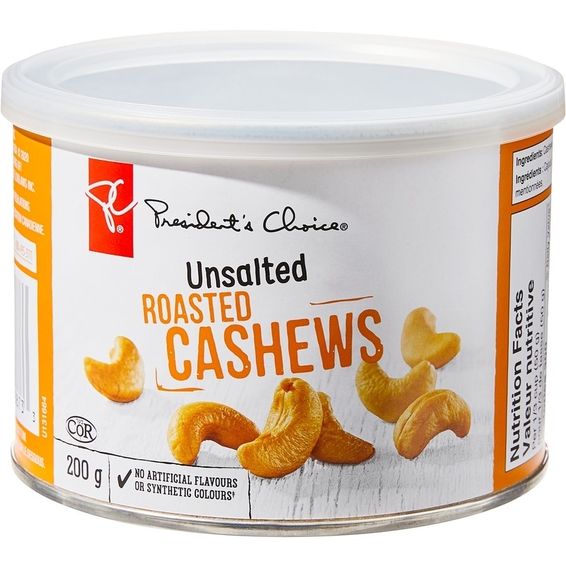 2-Pack President's Choice Unsalted Roasted Cashews