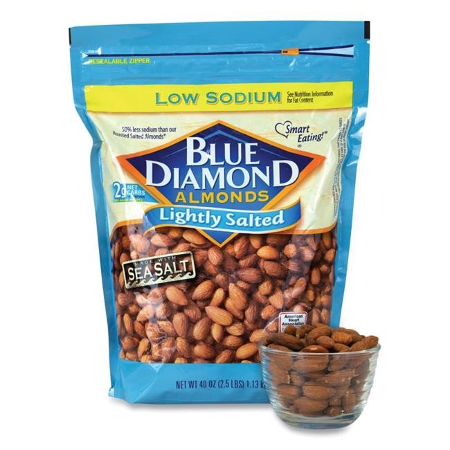 Blue Diamond GRR90000170 Low Sodium Lightly Salted Almonds 10 oz Bag