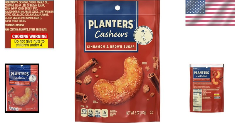 Delicious Cashews with Cinnamon & Brown Sugar - 5 Oz Snack Pack for Parties gallery