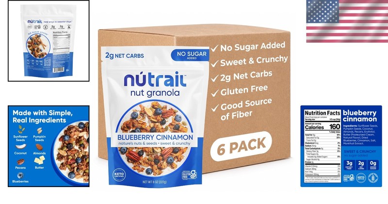Delicious Blueberry Cinnamon Granola 8 oz (6 Bags) - Gluten Free & Keto Friendly gallery
