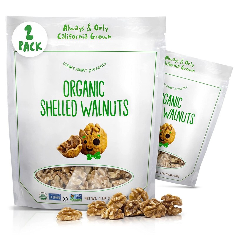 Organic Walnut Unsalted & Shelled 2 Pound ( 16oz Bags), GMO Verified, No Preserv