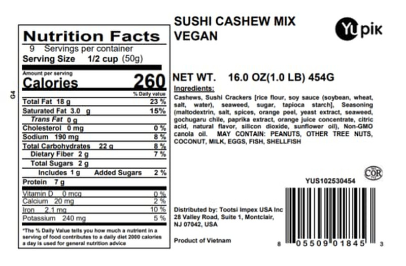 Sushi Cashew Mix, 1 Lb (16 Oz), Non-Gmo, Vegan, Crunchy Savory Snack with Rice C gallery