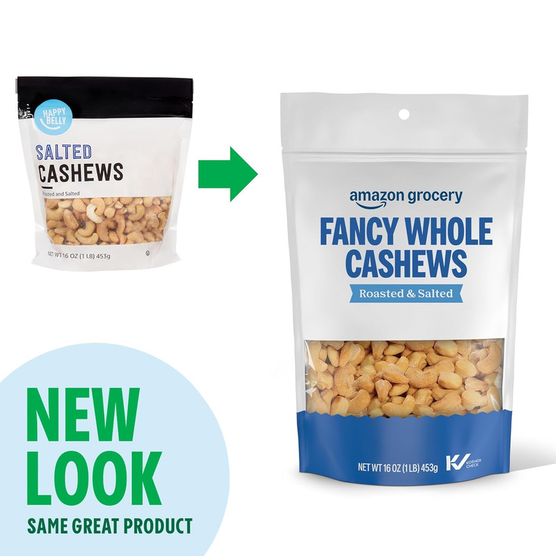 , Fancy Whole Cashews, Roasted & Salted, 16 Oz (Previously Happy Belly, Packagin gallery