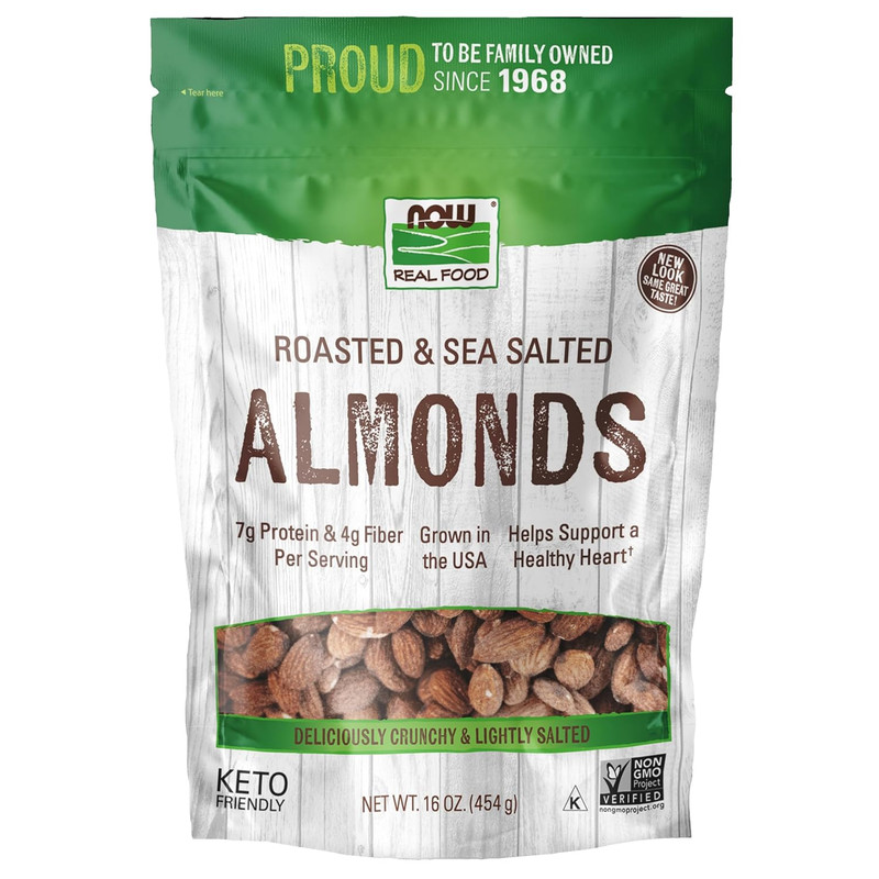 NOW Foods, Almonds, Roasted with Sea Salt, Source of Protein, Fiber and Healthy