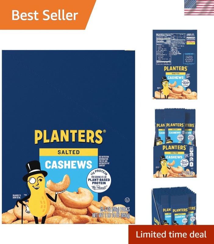 Satisfying 15-Pack of Salted Roasted Cashews – Ideal On-the-Go Snack