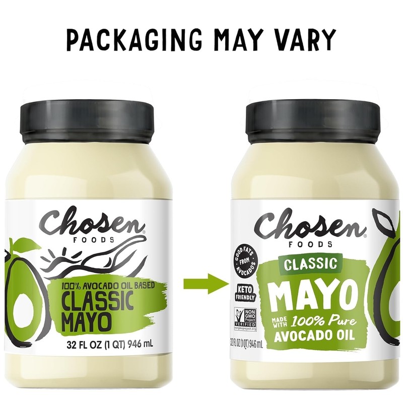 Chosen Foods Mayonnaise Mayo Avocado Oil Keto Clean Eating 32 oz ( 2 Jars)