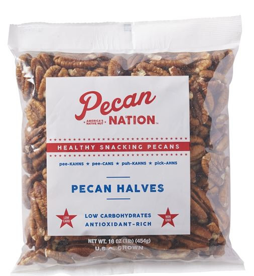 PECAN NATION GORGIA PECAN HALVES 16OZ BAG USA GROWN LOW CARB NO GMO HIGH PROTEIN