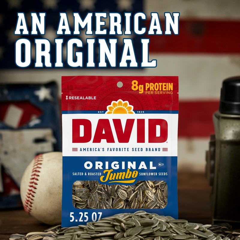 DAVID Jumbo Sunflower Seeds, Original Flavor, 5.25 oz. Ounce (Pack of 1) gallery