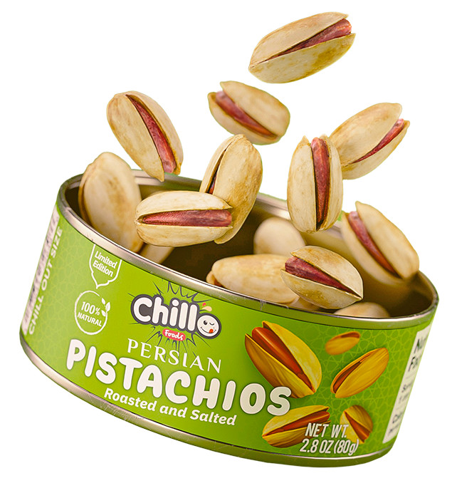 Pistachios Persian Roasted & Salted by Chillo Foods (4 Cans)