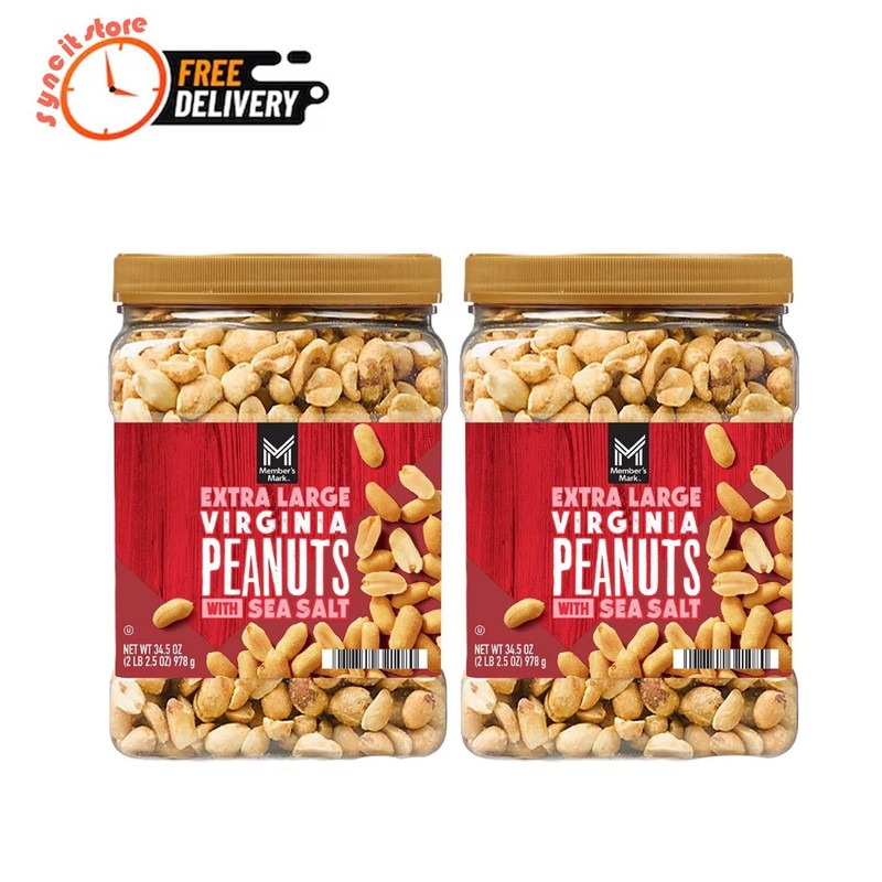 2 Pack Member’s Mark Extra Large Virginia Peanuts, 34.5 oz ea Roasted & Salted