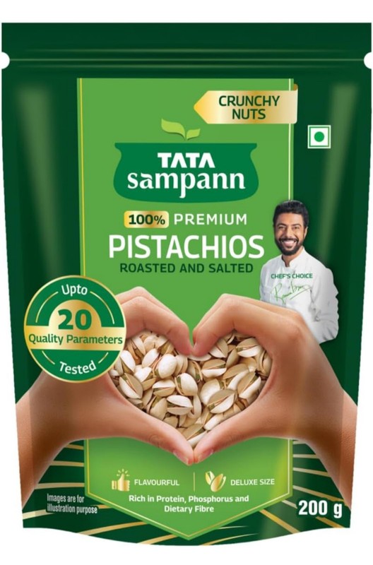 Tata Sampann Pistachios Roasted & Salted, Pista, 200g, Rich In Protein,pack Of 2