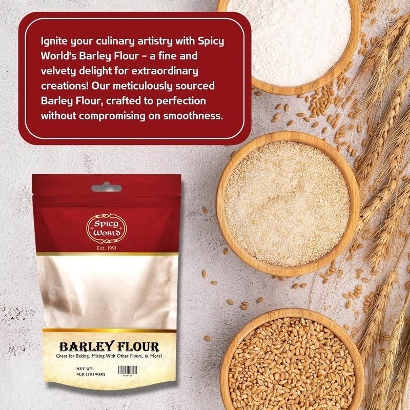 Barley Flour - 4 Lb (64Oz) Bag | All-Natural, Raw, USA Grown | Versatile Barley gallery