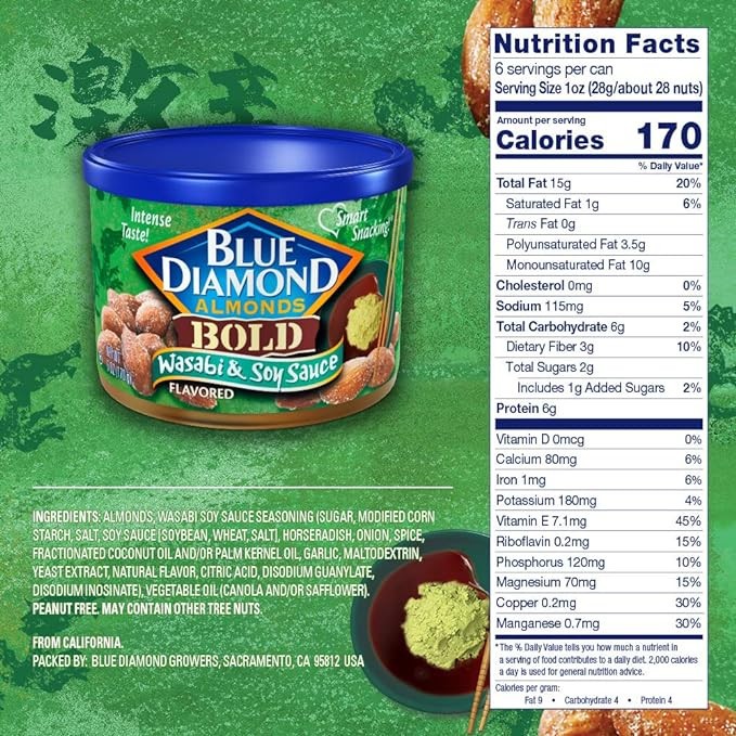 Blue Diamond Almonds Almonds Wasabi & Soy Sauce, 6 Ounces, 12 Per Case gallery