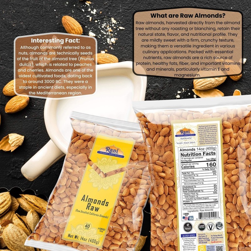 Raw Almonds Whole With Skin 14oz 400g Natural Kosher Vegan California Snack gallery
