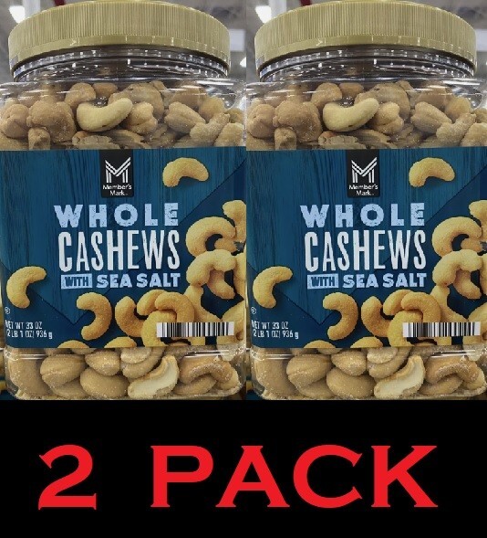 Member’s Mark WHOLE CASHEWS With Sea Salt 33 oz Tub – 2 PACK