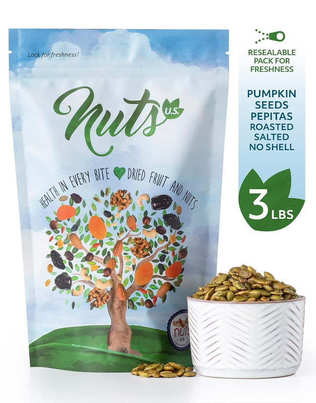 NUTS U.S. - Pumpkin Seeds (Pepitas) | Roasted and Salted | No Shell | Vegan and gallery