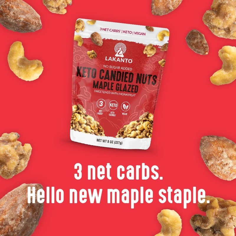 Lakanto Candied Nuts Maple Glazed - No Sugar Added, Sweetened with Monk Fruit... gallery
