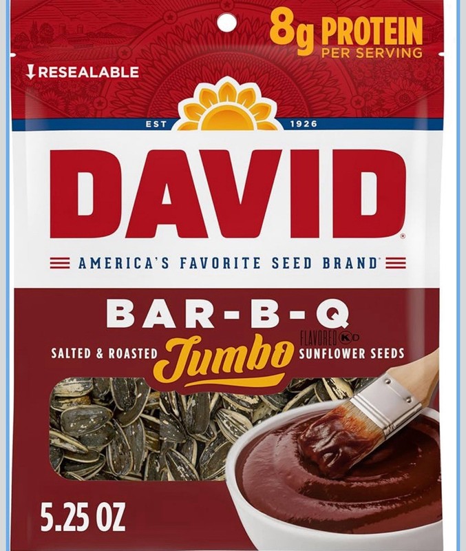 DAVID Seeds Roasted & Salted Bar-B-Q Jumbo Sunflower Seeds, Keto Friendly, 5.25