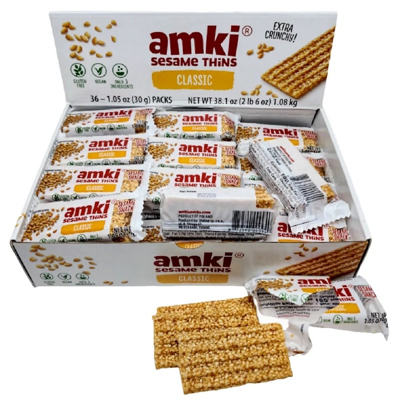 Amki Sesame Thins Classic, 36 x 1.05oz (30g) Packs-Free Shipping-Expiration 2027