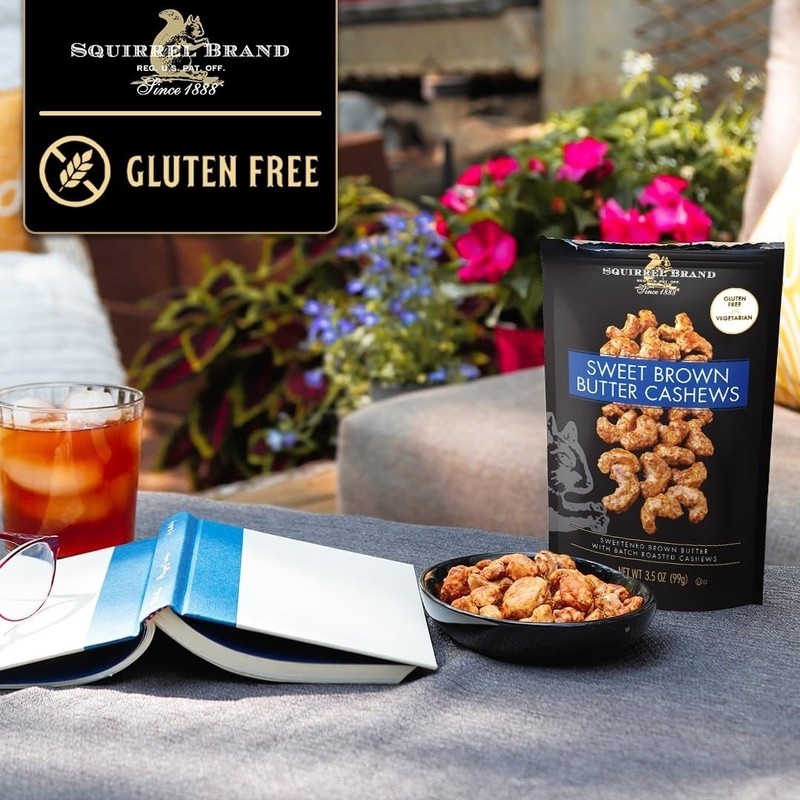 Squirrel Brand Sweet Brown Butter Cashews, 3.5 Ounces Resealable Bag, US Stock gallery