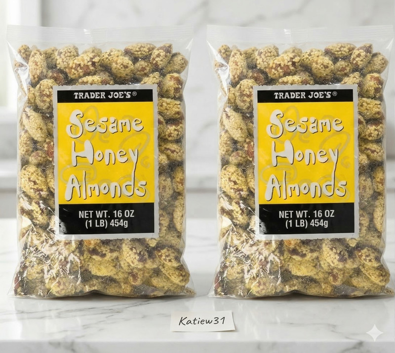 2 Pack Trader Joe's Sesame Honey Almonds 16 Oz Each 2 Lb Total