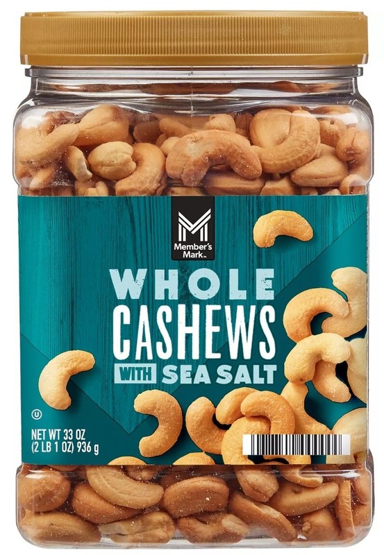 Member’s Mark Roasted Whole Cashews with Sea Salt ( 33 oz Each Pack )