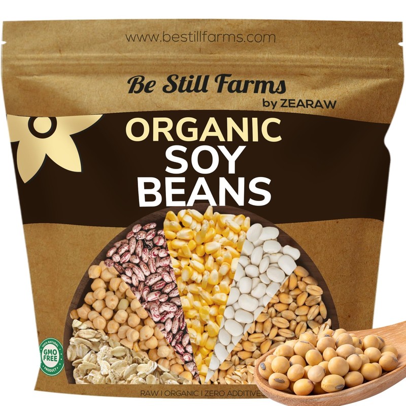 Be Still Farms Organic Soybeans Bulk 4.8 lb Soy Beans Dry aka Soya Nuts Gre...