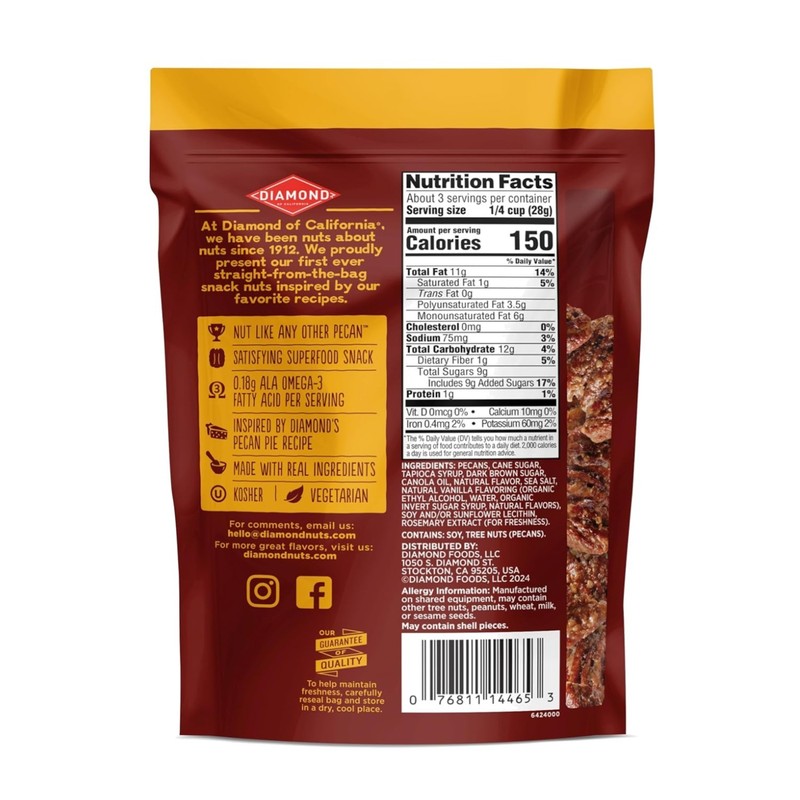 Glazed Pecan Pie Snack Nuts, 3.25 oz. Pack of 4