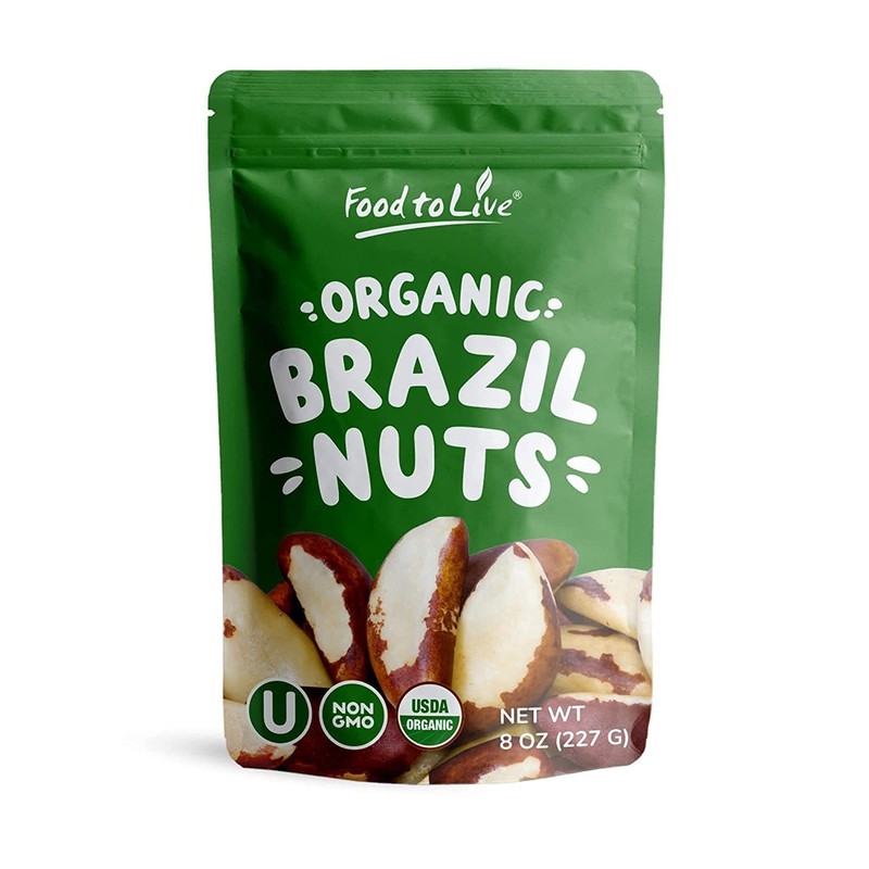 Organic Brazil Nuts with Himalayan Salt 8 Oz Non-GMO Oven Roasted Whole Snack