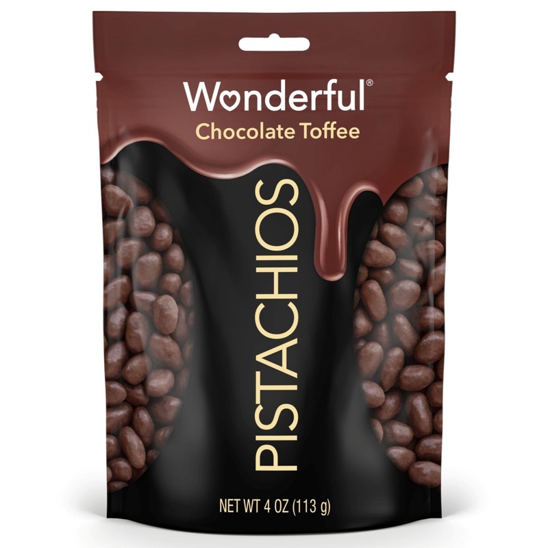 Chocolate Toffee Flavored Pistachios, Sweet & Crunchy Snack, 4 oz Resealable Bag