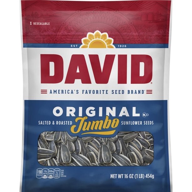 2 Bags David Jumbo Roasted & Salted Original Sunflower Seeds 16 oz 