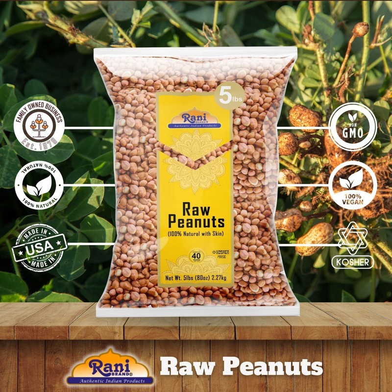 Raw Whole Peanuts with Skin 80oz (5lbs) - All Natural, Vegan, Kosher, Gluten-Fre gallery
