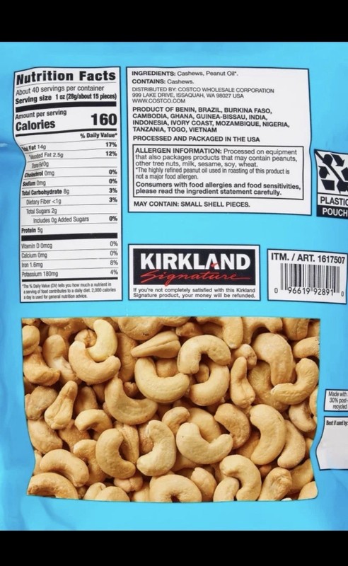 Kirkland Signature Unsalted Cashews Whole Fancy Premium Quality , 2.5 Pounds gallery