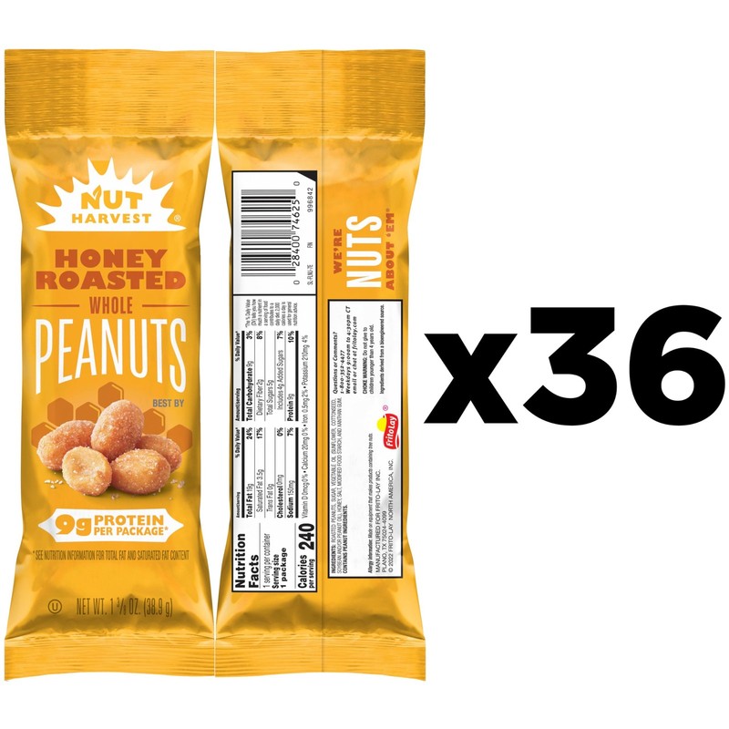 Honey Roasted Peanuts,1.375 oz Bag, (36 Pack) gallery