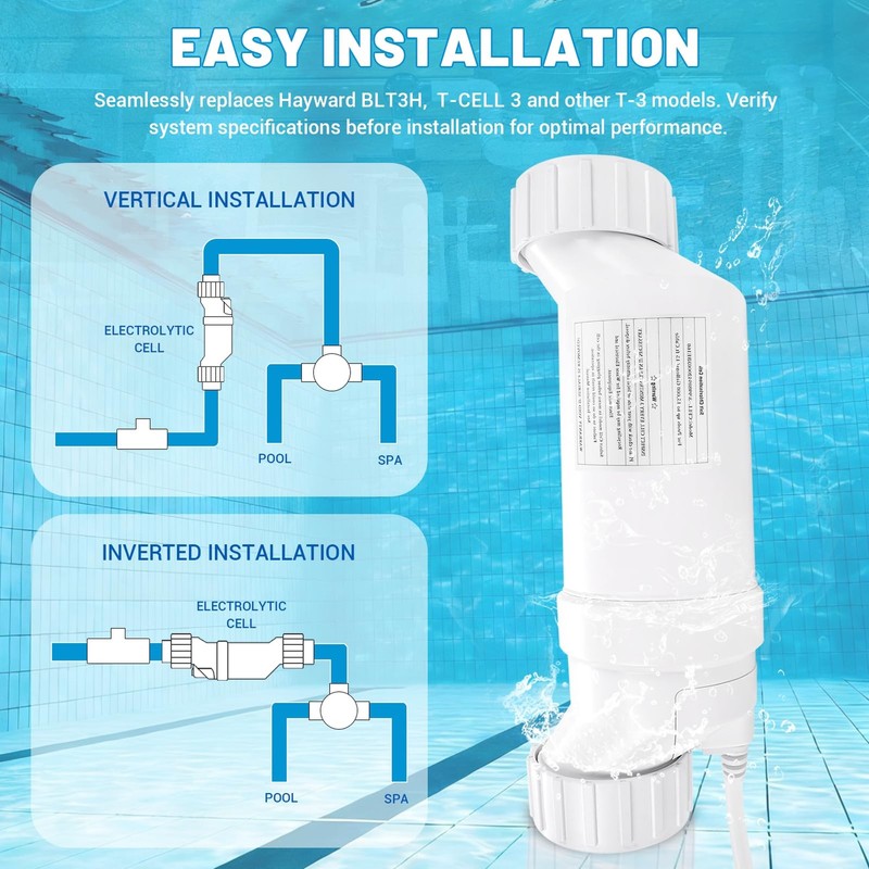 T-3 Salt Cell with Hayward W3T-Cell-3 BL1T3H 15,000 Gallons Pool, Fits AquaRi... gallery