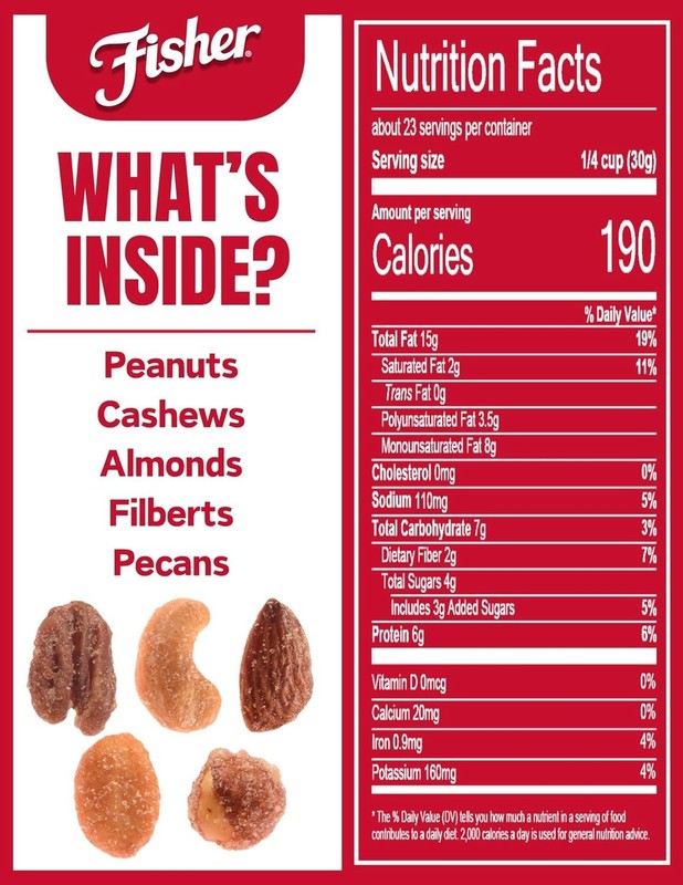 Fisher Mixed Nuts with Peanuts, 24 oz Canister^*- gallery