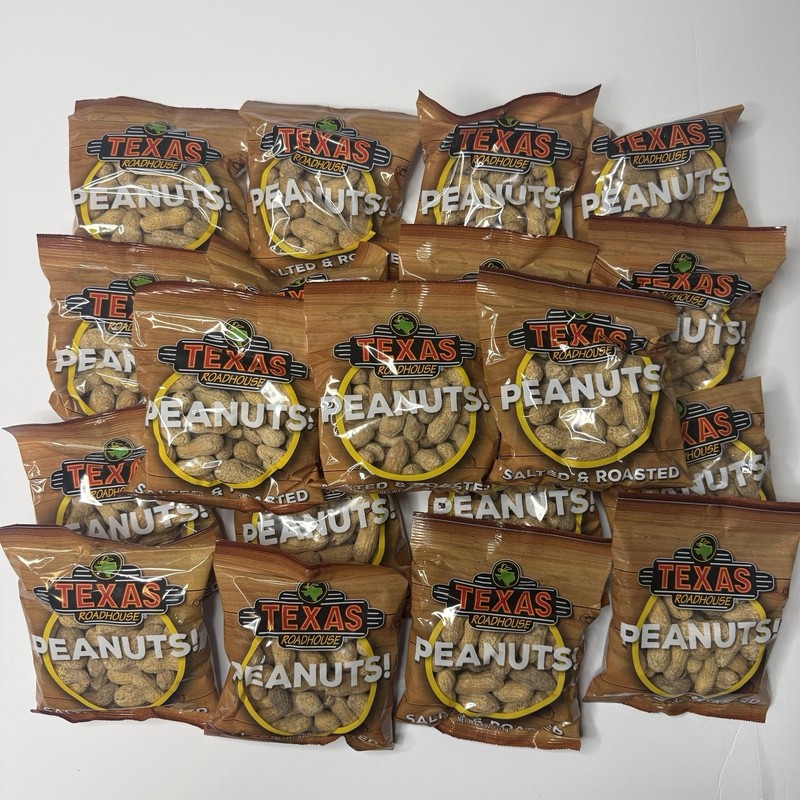 19 Bags Of Texas Roadhouse Salted & Roasted Peanuts Best By 02/04/27