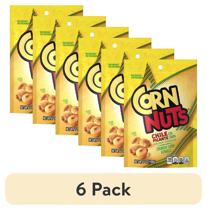 (6 pack) CORN NUTS Chile Picante con Limon, Crunchy Corn Kernels