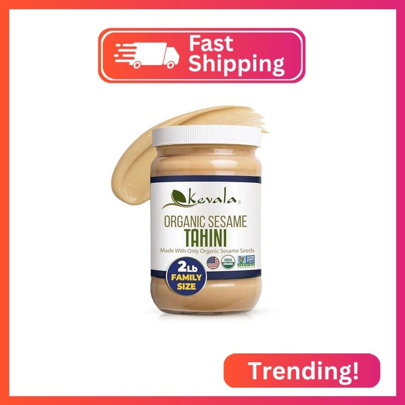 Kevala Organic Sesame Tahini | Smooth Hulled Sesame Paste with Pure Sesame Flavo