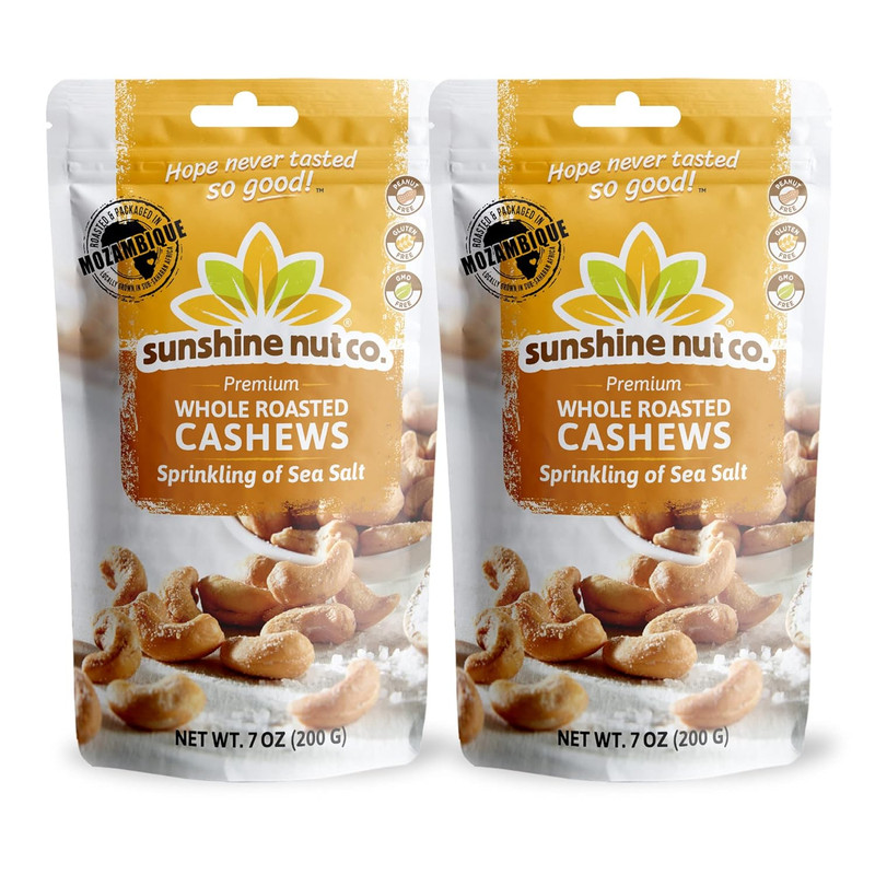 Sunshine Nut Co. Whole Roasted Lightly Salted Cashews Sprinkling of Salt Flavor