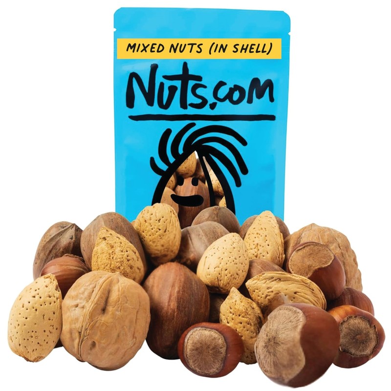 Nuts.com Mixed Nuts in Shell, No Brazil Nuts 1 lb Bag, Natural, Includes Wal…