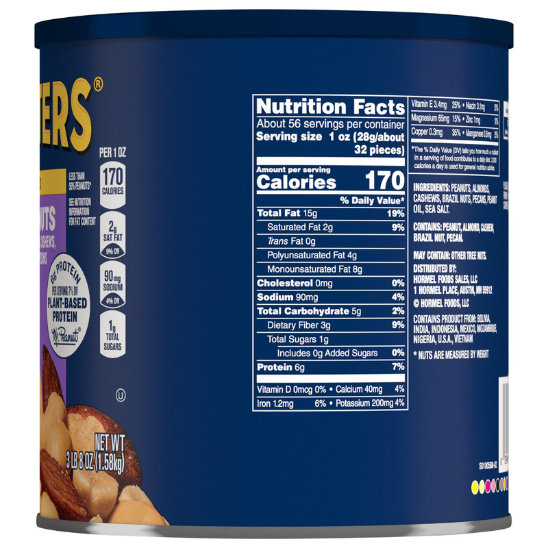 PLANTERS Salted Mixed Nuts, 6g (7% DV) Plant-Based Protein, 56 oz Can, 2 PACK gallery