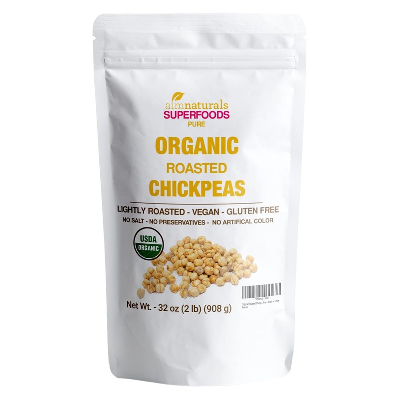 Organic Roasted Chickpeas 2 LB- USDA Organic Certified – Healthy Snack, Lightly