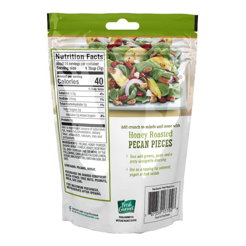 Fresh Gourmet Honey Roasted Pecan Pieces 3.5 oz Crunchy Snack gallery