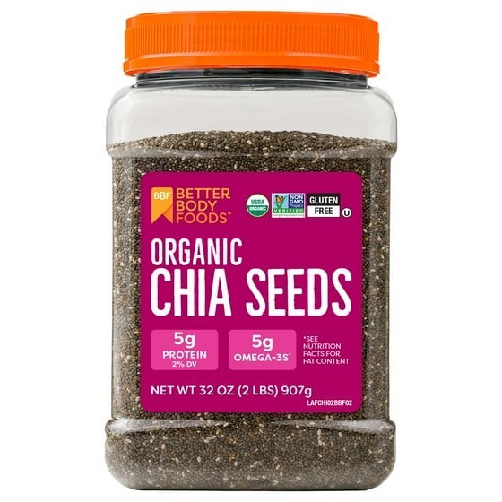 BetterBody Foods Organic Chia Seeds, 2.0 lb, 30 Servings - Non-GMO