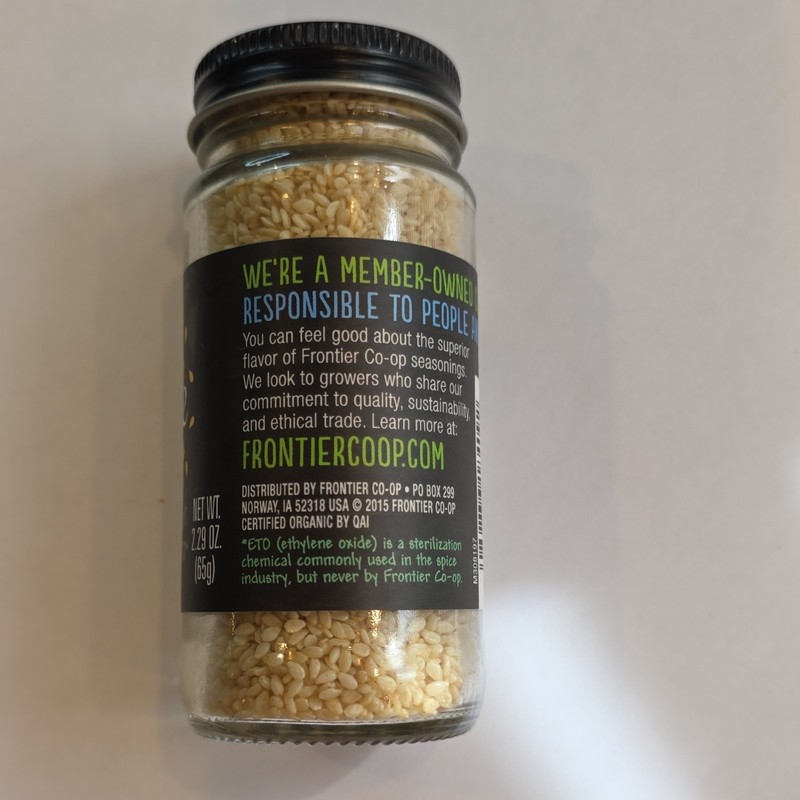 Frontier Co-op Organic Whole Sesame Seeds, USDA Organic, Non-GMO, Non-ETO Jar gallery