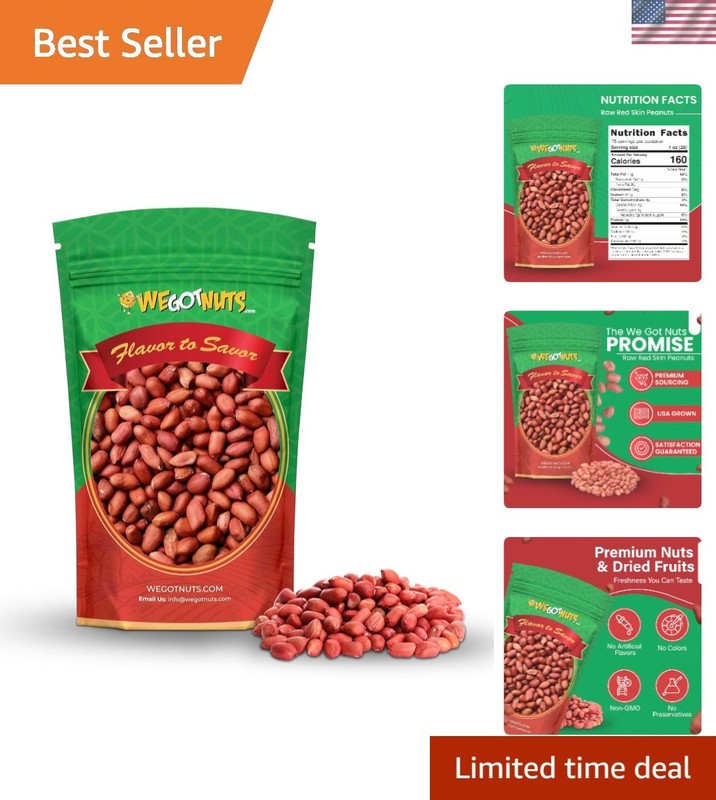 Gourmet Raw Redskin Peanuts 5LB (80oz) – Unsalted & Kosher Snack Delight