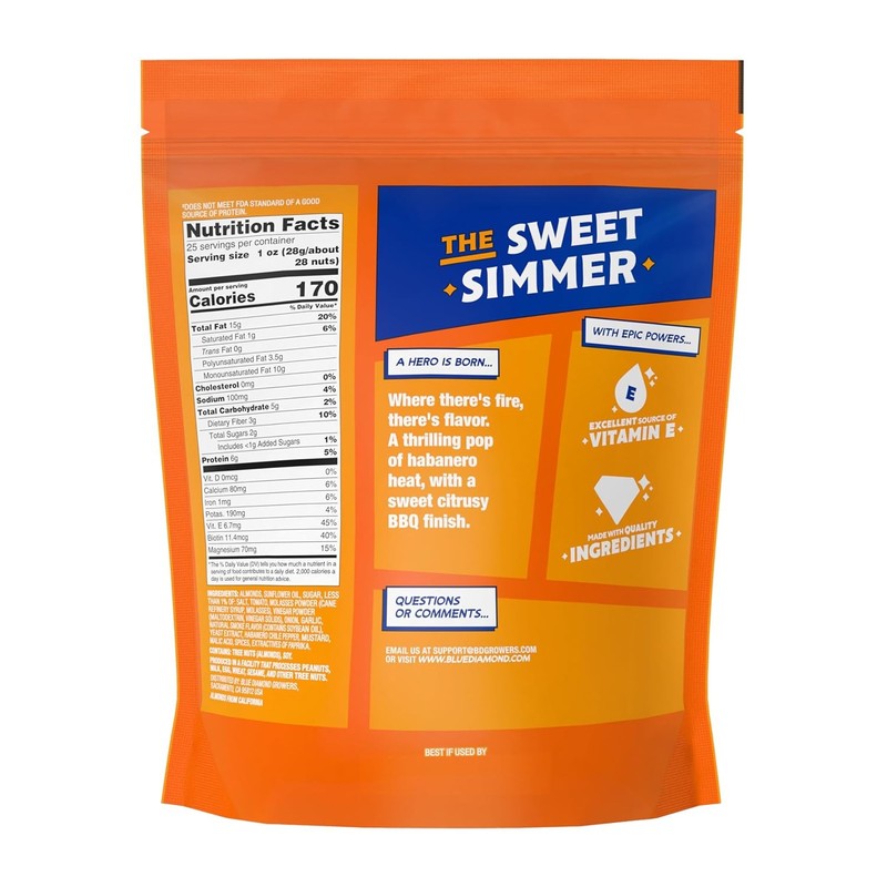 Blue Diamond Almonds Habanero BBQ Flavored Snack Nuts, 25 Oz Resealable Bag (Pac gallery