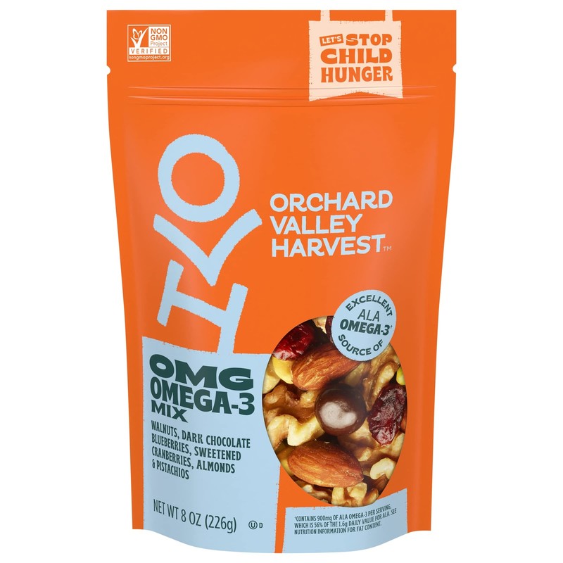 Orchard Valley Harvest OMG Omega 3 Trail Mix 8oz Gluten Free Snack Mix